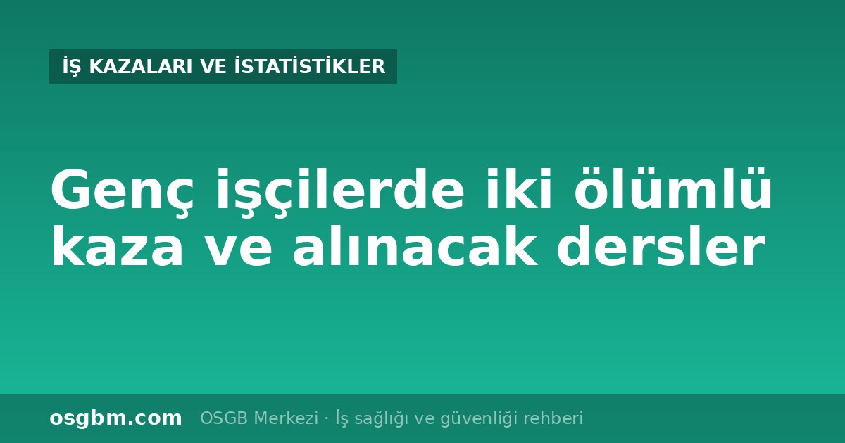 Genç işçilerde ölümlü iş kazaları: iki vaka ve işverene dersler